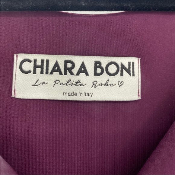 Chiara Boni Liene Illusion Dress Wine Maxi Layered Tulle Sweetheart Neck Size 4 - Picture 6 of 11